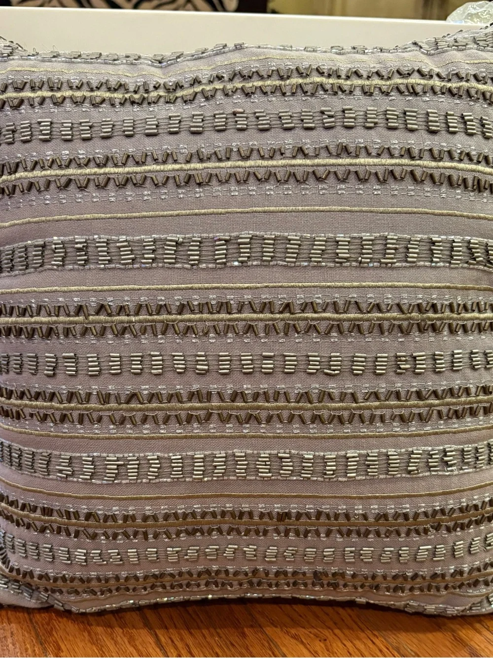Decorative grey  Embroidered with beads Throw Pillow - Brand Unknown